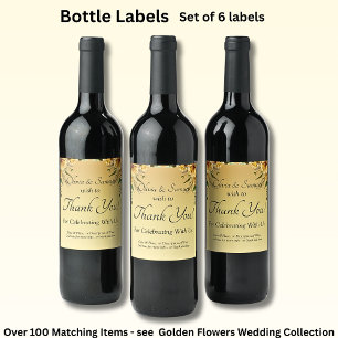 Etiquetas de Botellas de Vino, Flor Amarilla Dorad