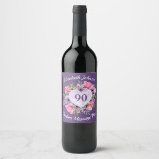 Etiquetas de botellas de vino morado 90 cumpleaños