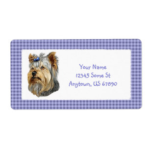 Etiquetas de Bow Azules de Yorkshire Terrier Bust