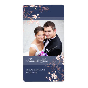 Etiquetas de casamiento con foto floral de coral a