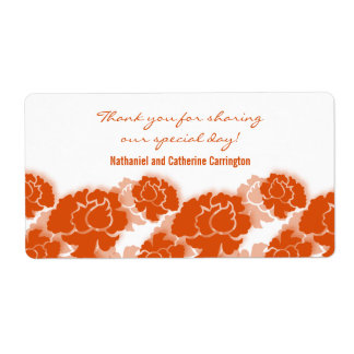 Etiquetas de casamiento de decadencia floral naran