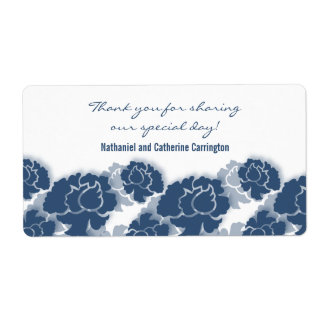Etiquetas de casamiento de decoración floral azul