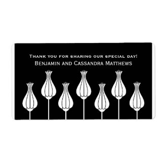 Etiquetas de casamiento floral Art Deco, negro