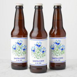 Etiquetas de cerveza Bodas de crocus azules
