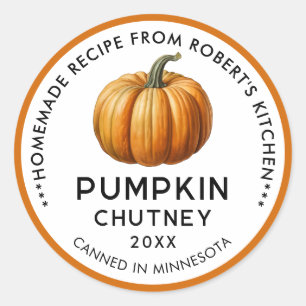 Etiquetas de chutney de calabaza en naranja