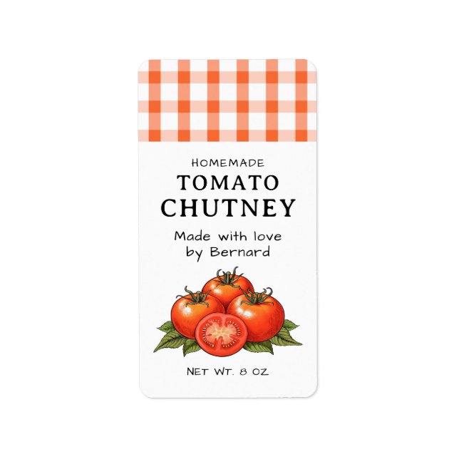 Etiquetas de chutney de tomate (Frente)