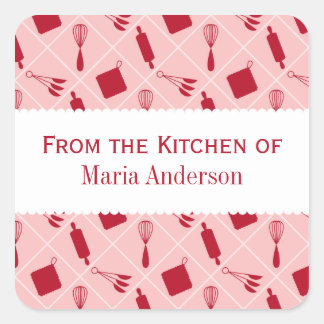 Etiquetas de cocina de utensilios rojos retro