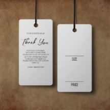 Etiquetas de colgador de pantalla de ropa de tamañ