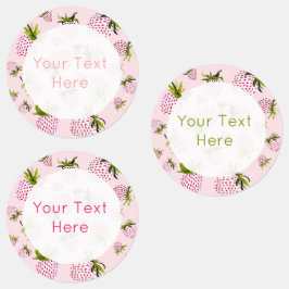 Etiquetas de color de agua de fresa rosa