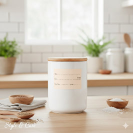 Etiquetas de comida beige suave para el hogar y la