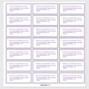 Etiquetas de correo clásicas púrpura para invitado