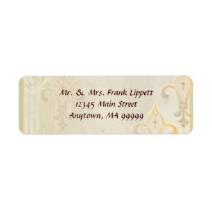 Etiquetas de correo - crema de Fleur di Lys Damask