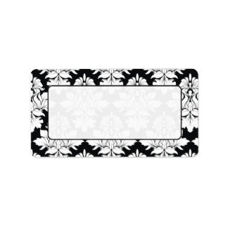 Etiquetas de correo de Damask blanco negro