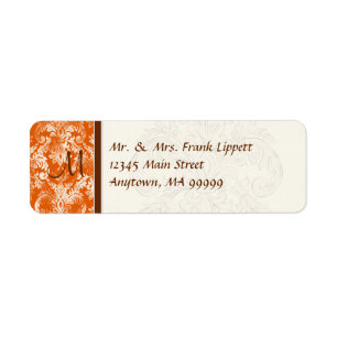 Etiquetas de correo - Fleur di Lys Damask -