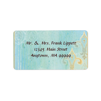 Etiquetas de correo - Fleur di Lys Damask 2 Blue