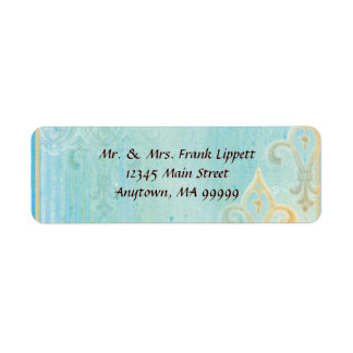 Etiquetas de correo - Fleur di Lys Damask 2 Blue