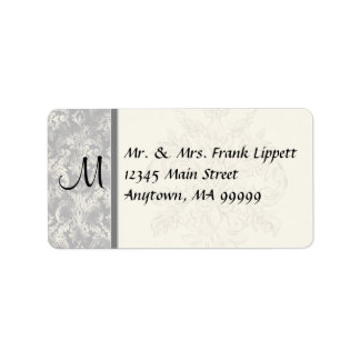 Etiquetas de correo - Fleur di Lys Damask - Gris