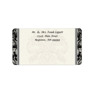 Etiquetas de correo - Fleur di Lys Damask - Negro