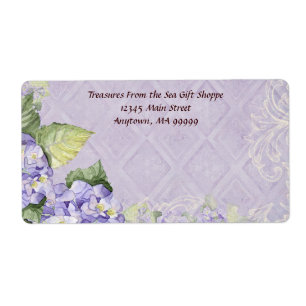Etiquetas de correo - Purple Hydrangea Swirl Shipp