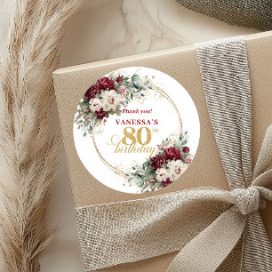 Etiquetas de cumpleaños 80 Bohemian Blush Borgoña