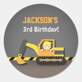 Etiquetas de Cumpleaños de Construcción de Excavad