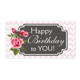 Etiquetas de cumpleaños de Rosa Vintage