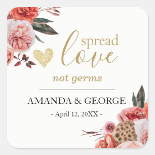 Etiquetas de desinfectante de manos para boda flor