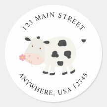 Etiquetas de devolución de cumpleaños de vaca cuta