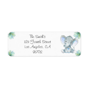 Etiquetas de devolución de elefante Baby Shower
