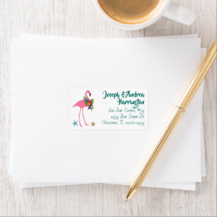 Etiquetas de dirección anchas de Flamingo Christma