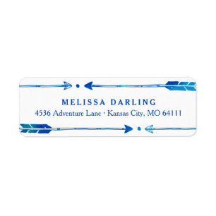 Etiquetas de dirección azules de Boho y verde