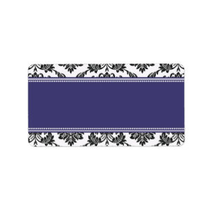 Etiquetas de dirección azules del boda del damasco