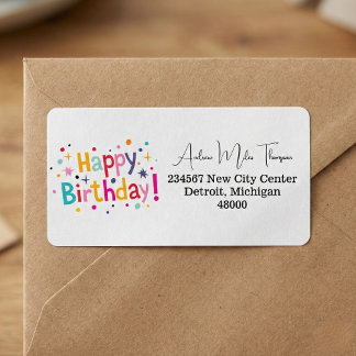 Etiquetas de dirección con confeti de cumpleaños r