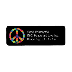 Etiquetas de dirección con signo de paz Arcoíris H
