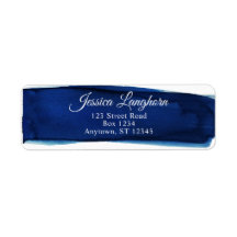 Etiquetas de dirección de acuarela azul elegante