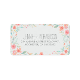 Etiquetas de dirección de acuarela floral