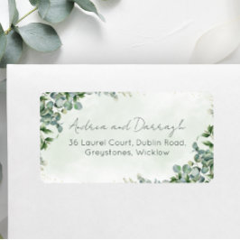 Etiquetas de Dirección de Boda con Verde de Eucali