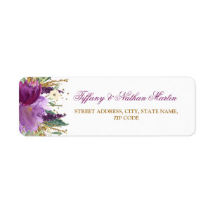 Etiquetas de dirección de boda de acuarela floral 