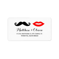 Etiquetas de dirección de Boda de bigote y labios