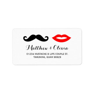 Etiquetas de dirección de Boda de bigote y labios