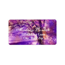 Etiquetas de dirección de Boda de roble púrpura rú