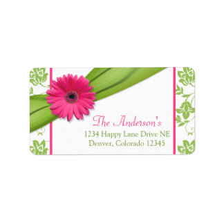 Etiquetas de dirección de Boda floral verde rosado