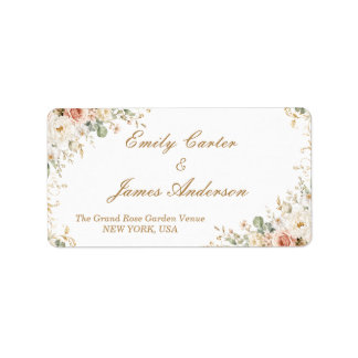 Etiquetas de dirección de boda florales elegantes
