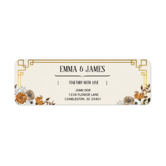 Etiquetas de dirección de boda florales vintage