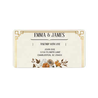 Etiquetas de dirección de boda florales vintage