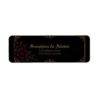 Etiquetas de dirección de boda gótica oscura elega
