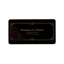 Etiquetas de dirección de boda gótica oscura elega