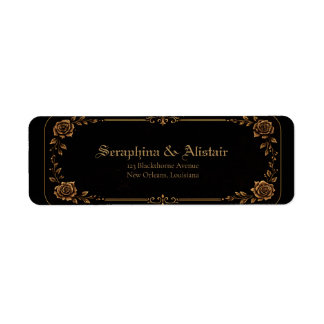 Etiquetas de dirección de boda gótica oscura elega