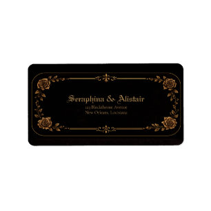 Etiquetas de dirección de boda gótica oscura elega