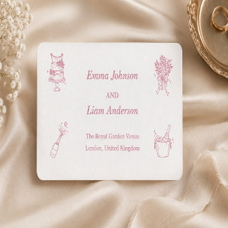 Etiquetas de dirección de boda rosa rubor
